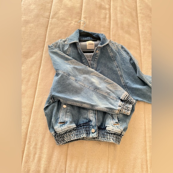 Sandro Rhinestone Denim Jacket